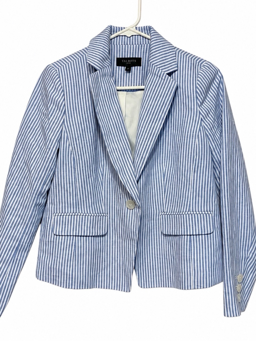 Talbots Light Blue Pinstripe Women's Blazer - Classic Tailored - Picture 2 of 5